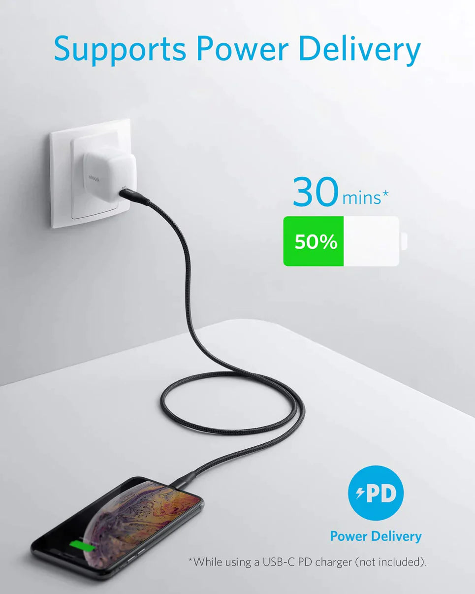 Buy Anker Powerline+ II with lightning connector 6ft - Black in Jordan - Phonatech