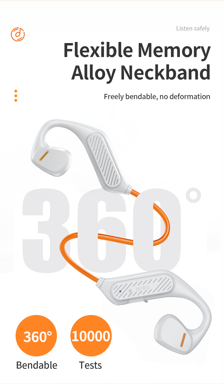 Buy Wiwu Q1 air conduction wireless headset - White in Jordan - Phonatech