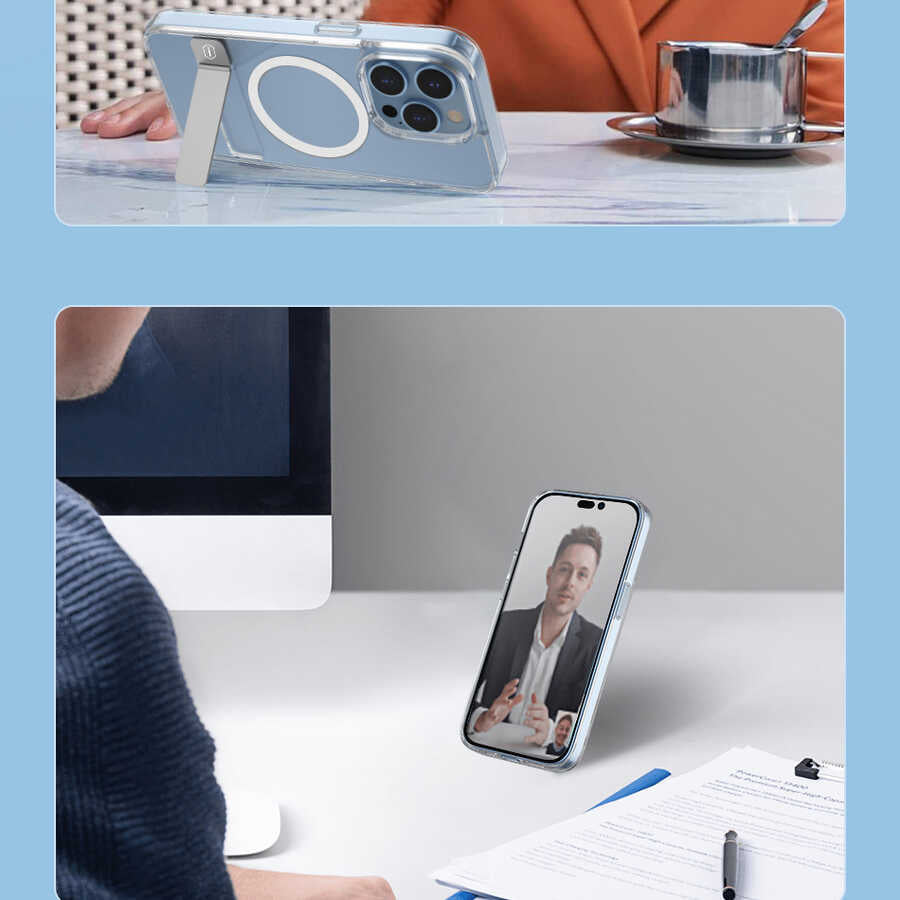 Buy Wiwu aurora series anti-drop case with stand for iphone 14 plus (6.7") - transparent in Jordan - Phonatech