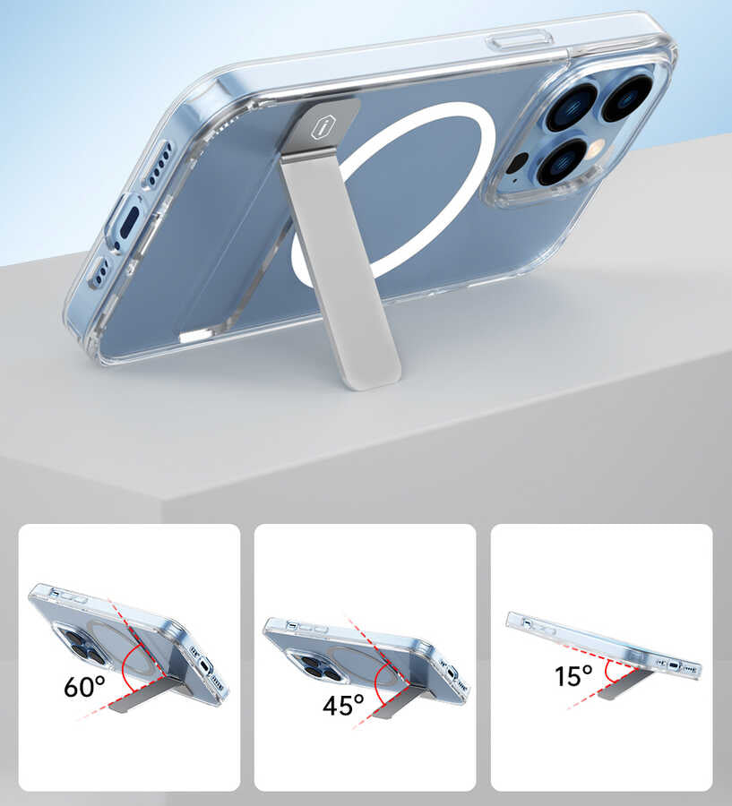 Buy Wiwu aurora series anti-drop case with stand for iphone 14 plus (6.7") - transparent in Jordan - Phonatech