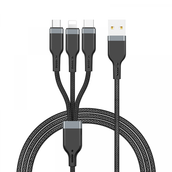 Buy Wiwu pt05 platinum cable 3 in 1 usb to lightning, micro and type-c 1.2m - black in Jordan - Phonatech
